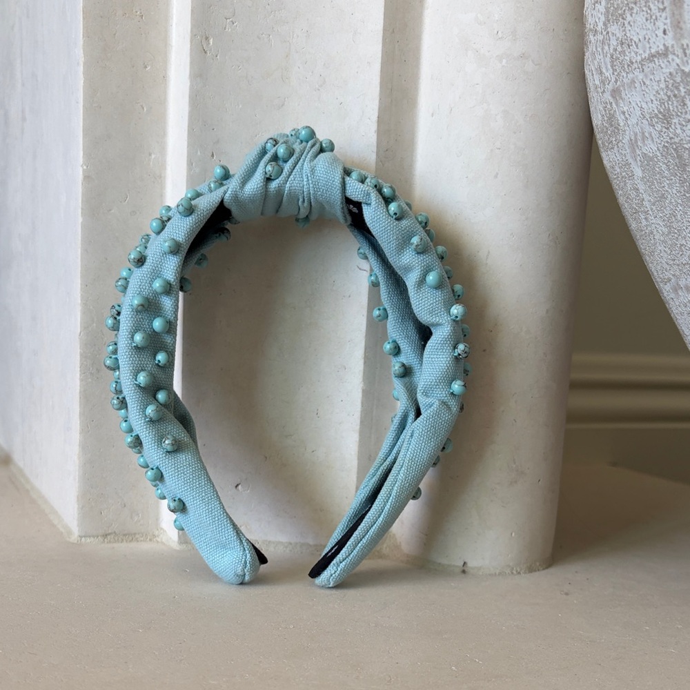 Lele Sadoughi Turquoise Beaded Knotted Headband